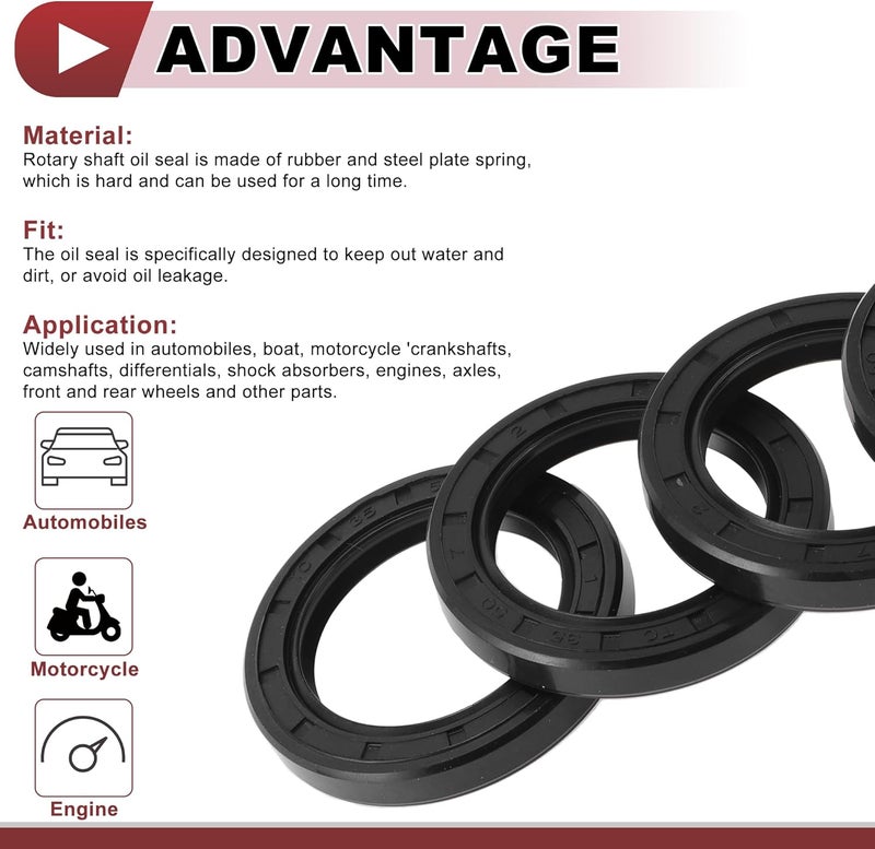 HEROFFIX 5 Pcs Rotary Shaft Seal High Pressure Oil Seal 35x50x7mm Black Nitrile 70 Durometer Rubber - Image 4